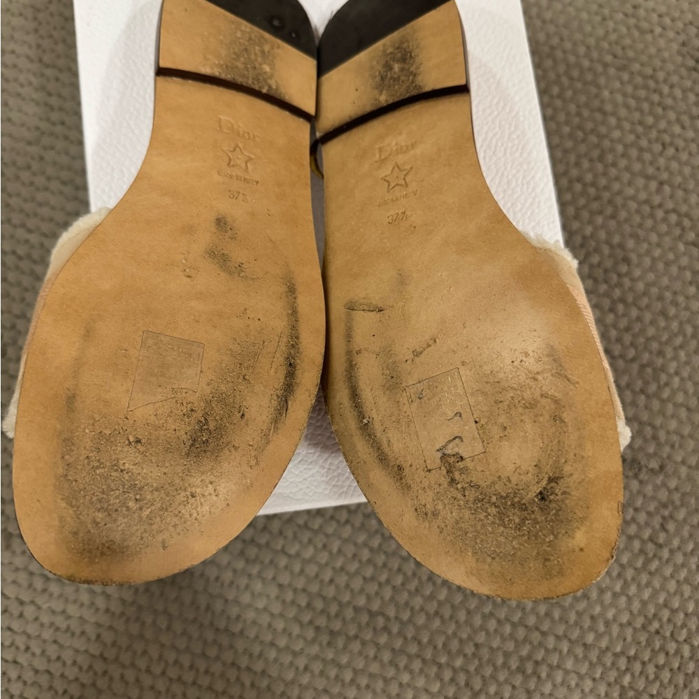 Dior Beige Shearling Slide Loafers - Picture 4 of 8
